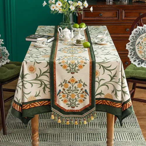 Vista 2 de patdrea Camino de mesa de terciopelo francés estilo granja para decoración del hogar, cocina, comedor, fiestas, cenas familiares, boda 12"*63