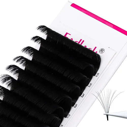 Vista 28 de Extensiones de Pestañas Rizo B Fácil Florecimiento Extensión de Pestañas Negro Mate Extensiones de Pestañas de Volumen Rápido Florecimiento Pestañas