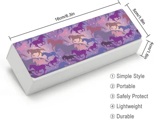 Vista 2 de Fansty Horses - Estuche para gafas unisex, caja protectora portátil a la moda, contenedor para gafas