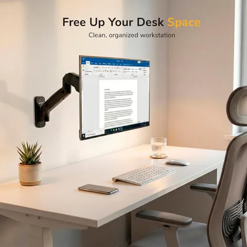 Vista 6 de Mount-It! Brazo de montaje de monitor en pared, resorte de gas de movimiento completo, se adapta a pantallas de 13–32" hasta 14.3 lbs, VESA 75x75