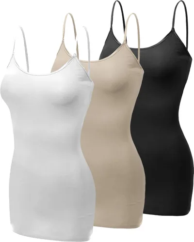 Vista 380 de Emmalise Camisola larga casual básica para mujer, con tirantes ajustables, top en capas