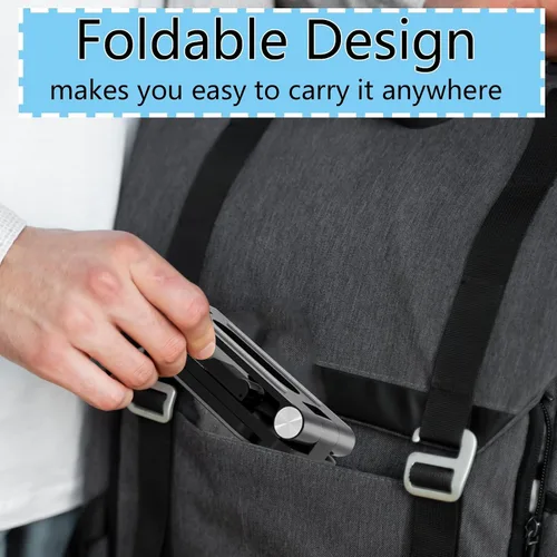 Vista 8 de Fanlory Soporte plegable para teléfono celular, soporte para laptop, altura y ángulo ajustables, soporte plegable para teléfono celular