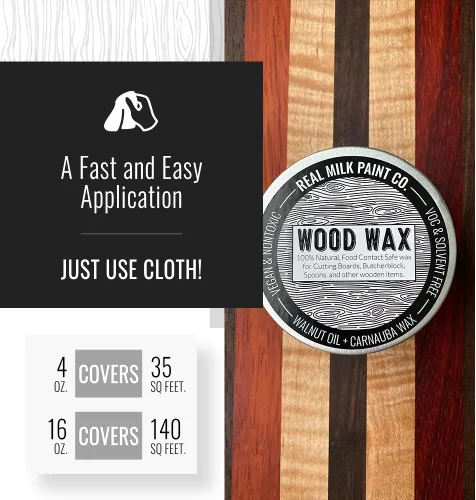 Vista 6 de Real Milk Paint, Cera de madera para acabado, muebles sin terminar, tablas de cortar, bloques de carnicero, grado alimenticio, vegano, 4 onzas