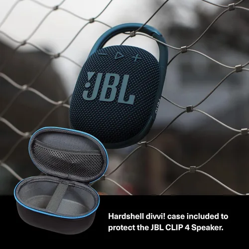 Vista 2 de JBL Altavoz Bluetooth portátil Clip 4 (negro) + paquete con divvi! Funda protectora rígida (negro)