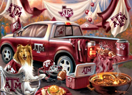 Vista 2 de MasterPieces Rompecabezas de 1000 piezas para adultos, NCAA de Texas A&M Aggies Gameday de 19.25 x 26.75 pulgadas