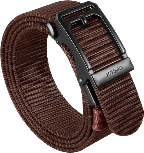 Vista 11 de JUKMO Cinturón táctico de trinquete para hombre, cinturón de trabajo de correa de nailon de 1.5" con hebilla deslizante automática, ajustable