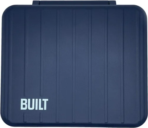 Vista 2 de BUILT Caja de almuerzo estilo bento, resistente a las fugas, apta para microondas, con 3 compartimentos, con utensilios y aderezo, color azul