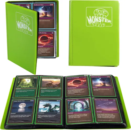 Vista 16 de Monster - Carpeta para tarjetas coleccionables de 4 bolsillos, álbum Holofoil negro, protección TCG antirrobo y anticaídas con bolsillos laterales