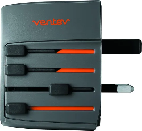 Vista 4 de Ventev Global Charginghub 300 Carga simultáneamente dos dispositivos USB, el adaptador de viaje de dos puntas funciona en más de 150 países, se