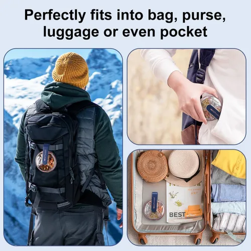 Vista 7 de AV00Z - Organizador de pastillas de viaje de 4 compartimentos, lindo pastillero pequeño, farmacia de bolsillo para bolso o bolsillo, pastillero