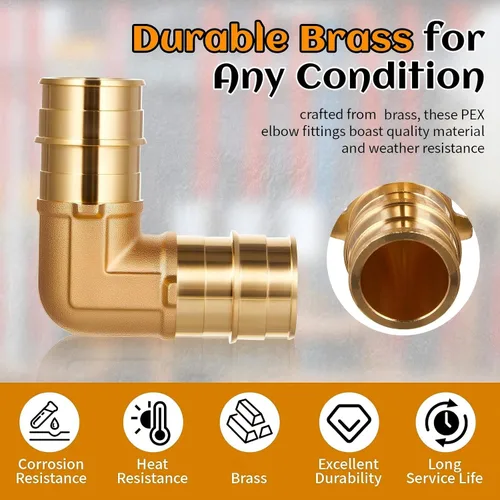 Vista 5 de 1 "X 1" Codo de 90 grados Pex A Accesorios de expansión Accesorios de latón Herramienta de crimpado Pex para conexión de tubería de tubería, ASTM