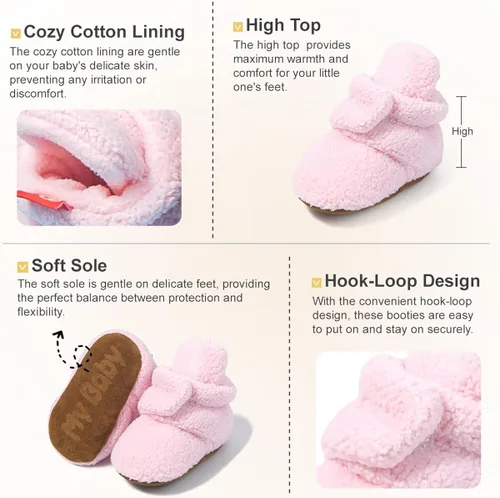 Vista 3 de KIDSUN Botines de vellón para bebés y niñas, calcetines suaves antideslizantes para invierno y Navidad
