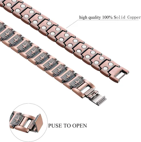 Vista 2 de Wincone Pulsera magnética de cobre para hombres artritis y síndrome del túnel carpiano alivio del dolor confirmación de la cruz cristiana 9999 cobre