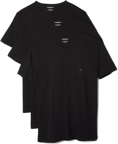 Vista 7 de Emporio Armani Camiseta de algodón con cuello redondo para hombre, paquete de 3 Blanco/Blanco