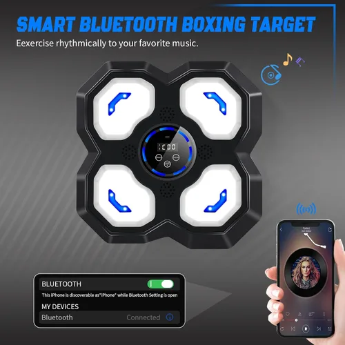 Vista 2 de Máquina de Boxeo Musical para Niños y Adolescentes Adultos, Equipo de Entrenamiento con Guantes, Máquina de Entrenamiento Musical de Boxeo Montada