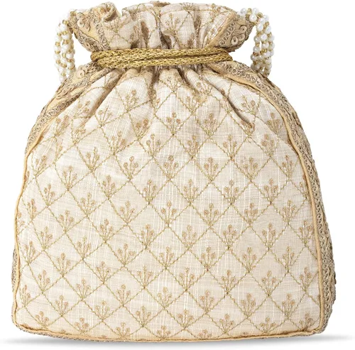 Vista 6 de Aheli Potli - Bolsa de regalo para mujer, hecha a mano, de noche, elegante bolso de novia, bolso de moda
