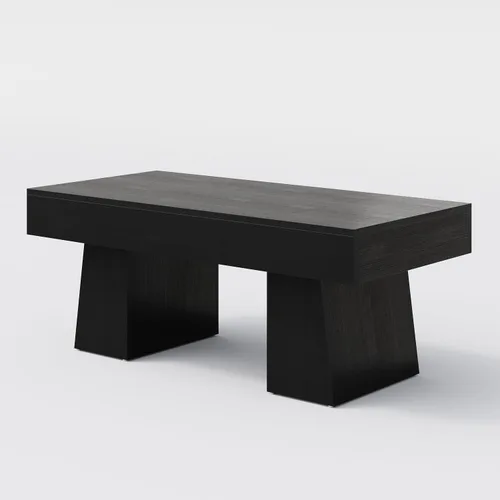 Vista 9 de LITTLE TREE - Mesa de café de granja, mesas de centro rectangulares de madera de 47 pulgadas con base gruesa, muebles modernos de cóctel y té