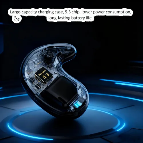Vista 4 de Auriculares intrauditivos inalámbricos Bluetooth para dormir, mini auriculares invisibles con pantalla digital LED, funda de carga, adecuados