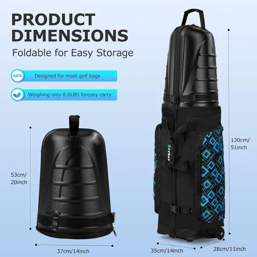 Vista 7 de Golf Travel Bags for Airlines with Reinforced Wheels, Hard Case Top and 1680D Heavy Duty Oxford Protect Golf Clubs, Lightweight and Easy to Use