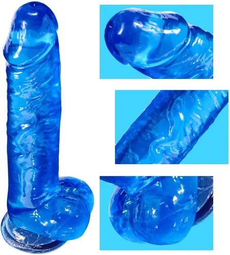 Vista 2 de Consolador de Ventosa Azul - Consolador Grande Realista de 8.2 Pulgadas, Juguete Sexual para Adultos con Ventosa, Adecuado para Mujeres/Hombres/Gay