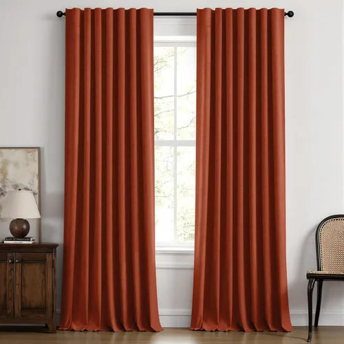 Vista 25 de MIULEE Cortinas de lino 100% opacas para dormitorio, marfil sólido, decoración de lujo, aislamiento térmico, cortinas oscurecedoras para sala