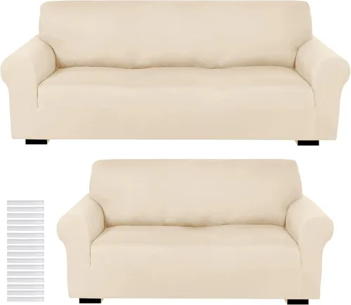 Vista 31 de Peryiter Juego de 2 fundas para sofá de dos plazas Fundas para muebles para sala de estar para sofá, sillón, ajuste elástico, a prueba de arrugas