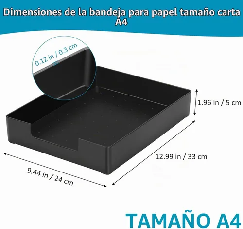 Vista 2 de Bandeja de cartas, bandeja organizadora de escritorio, bandeja organizadora de papel de plástico A4 para escritorio, bandeja de entrada rectangular