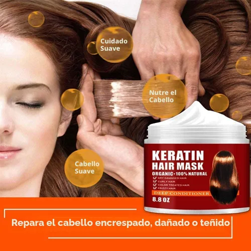 Vista 5 de Mascarilla de queratina para el cabello, para reparación profunda de la raíces del cabello, mascarilla para cabello dañado y seco, de 8.45 fl oz