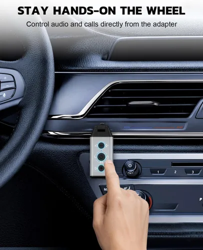 Vista 7 de 1Mii B04 Bluetooth 5.4 Adaptador de coche, receptor de audio AUX giratorio de 180°, llamada clara manos libres, 16H+ de larga espera