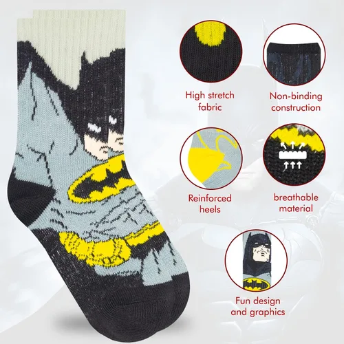 Vista 2 de DC Comics Calcetines para niños, paquete de 10 calcetines para niños, calcetines para niños pequeños con The Batman, Superman, Wonder Woman y Flash