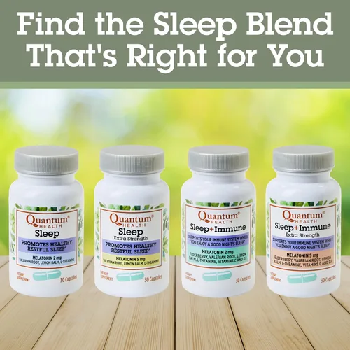 Vista 8 de Quantum Health Sleep - Suplemento de apoyo de melatonina inmune de 5 mg L teanina raíz de valeriana + saúco vitamina C y D inmunidad para aumentar