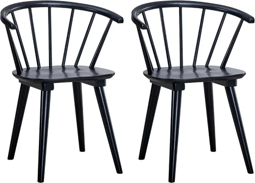 Vista 9 de DUHOME Windsor - Juego de 2 sillas de comedor de madera negra, sillas de comedor con brazos, respaldo de husillo de granja, sillas de cocina