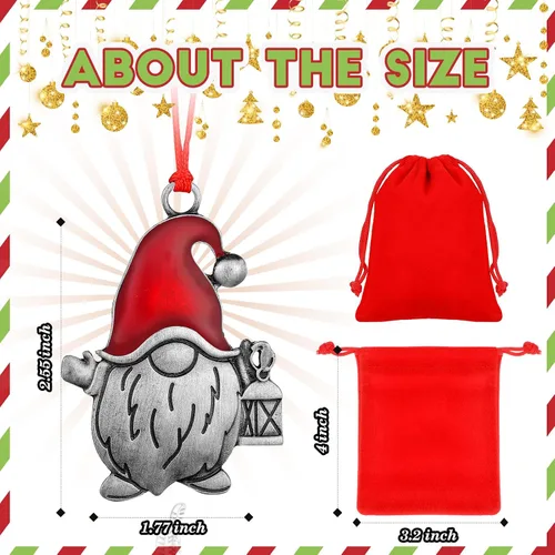 Vista 2 de Zhengmy 8 Piezas Adornos de Navidad 2025 Adorno de Árbol de Navidad de Peltre Sólido Gnomos de Metal Santa Ángel Muñeco de Nieve Manualidades