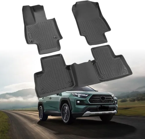 Vista 10 de Alfombrillas actualizadas para Toyota RAV4 2025-2019 y RAV4 Hybrid+placas para umbral de puerta, 9 piezas, revestimientos de suelo TPE + alfombrilla