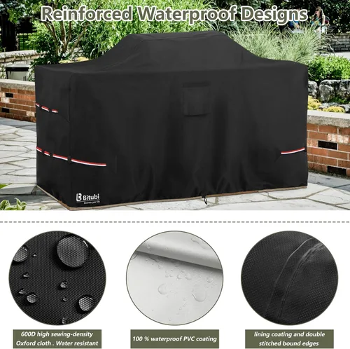 Vista 4 de Bitubi Cubierta para Parrilla de Isla de 78 Pulgadas - 600D Impermeable de Servicio Pesado Protección para Todo Tipo de Clima Cubierta de Parrilla