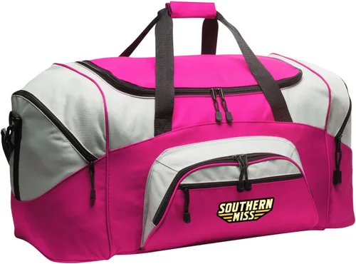 Vista 6 de Bolsa de lona grande Southern Miss USM Maleta o bolsa de gimnasio o equipo deportivo Duffle para hombres o mujeres, Negro -, Bolsa de lona Southern