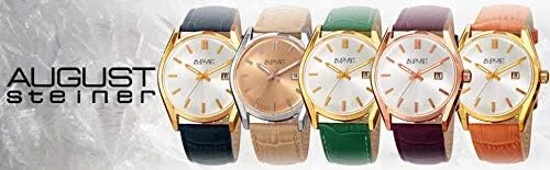 Vista 7 de August Steiner AS8221 - Reloj radiante para mujer, con ventana de fecha, correa de piel auténtica en relieve de cocodrilo