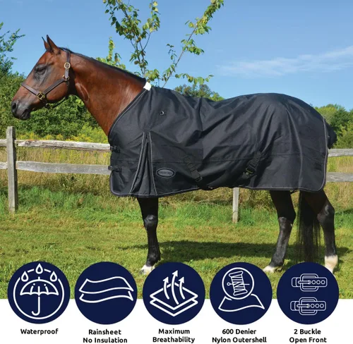 Vista 2 de Country Pride Glacier Rainsheet - Manta impermeable de caballo resistente al viento, carcasa exterior de Cordura 600D, forro de nailon suave
