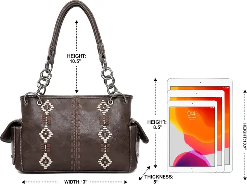 Vista 5 de Montana West Aztec Collection Western - Bolso de mano para mujer, de cuero vegano y cartera