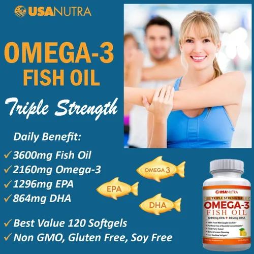Vista 4 de Aceite de pescado Omega 3 de 2250 mg con 1350 EPA + 900 DHA Aceite de pescado islandés capturado en la naturaleza de triple fuerza, 120 cápsulas.