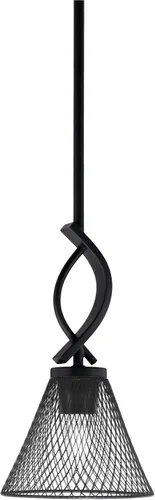 Vista 138 de Toltec Lighting Cavella Stem Colgado Mini colgante, acabado grafito, vidrio de muselina blanca de 4 pulgadas