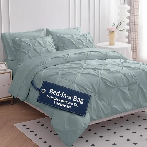 Vista 15 de LANE LINEN Juego de edredón individual de 5 piezas - Ropa de cama con diseño clásico de puntada pintuck - con 1 edredón, 1 funda de almohada, 1