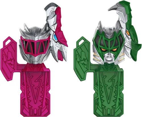Vista 7 de Power Rangers Dino Fury - Martillo Ankylo rosa y garra de tigre verde, juguetes Zord para niños de 4 años en adelante Zord Link Sistema