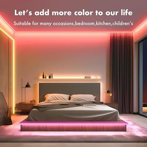 Vista 3 de Cuerda de luces LED de neón de 32.8 pies con aplicación/control remoto, diseño flexible de bricolaje, luces de neón de sincronización de música