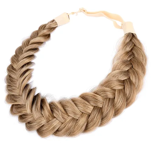 Vista 11 de Diadema ancha y despeinada de 2 mechones de cabello sintético trenzado, accesorio de belleza para mujeres y niñas, 62g/2.1 oz (caoba)