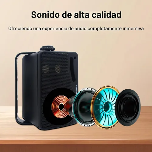 Vista 3 de STUDIOFINIX Altavoces Bluetooth de 3.5 Pulgadas para Exteriores Impermeables con Cable, Altavoces de 3 Vías de 200W de Montaje en Pared Premium