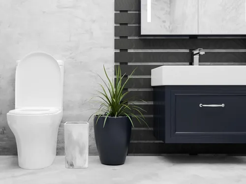 Vista 5 de Essentra Home Papelera rectangular de mármol para oficina en casa, dormitorio, baño, cocina, 2.4 galones, capacidad de 9 litros, cabe en espacios