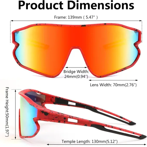 Vista 6 de FEISEDY Gafas de sol unisex para jóvenes, gafas de sol de béisbol y tenis, UV400 deportivas para niños y niñas, pantallas de ciclismo B4064