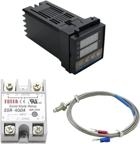 Vista 9 de INFRI REX-C100 Digital RKC PID Thermostat Temperature Controller Digital REX-C100/ 40A SSR Relay/K Thermocouple Probe/Heat Sink(RKC-C100)