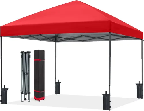 Vista 14 de ABCCANOPY Toldo desplegable – Tienda de campaña portátil para patio al aire libre resistente para patio trasero y terraza con 4 bolsas de arena Beige